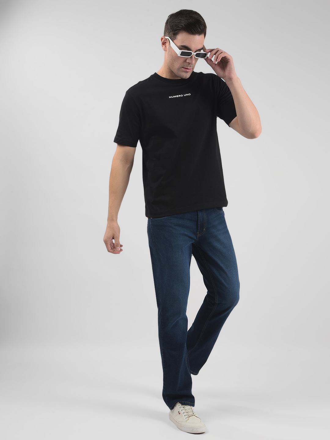 Numero Uno Men Solid Dark Blue Jeans